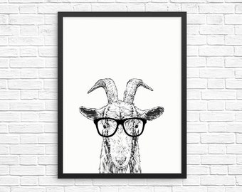 Goat Wall Art, Goat Print, Goat Farmhouse Decor, Farm Animal Prints, Signs, Animal Nursery Decor, Poster, Kids Room Decor for Boy or Girl