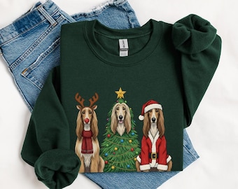 Afghan Hound Christmas Sweatshirt, Santa Dog mom Shirt, Reindeer Xmas Sweater, Hoodie, Gifts