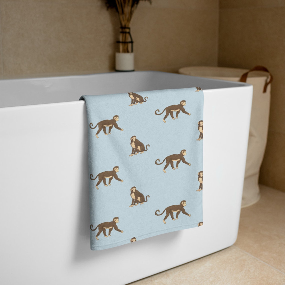 Monkey Beach Towel Bath Towel Cute Safari Animal Towel Etsy