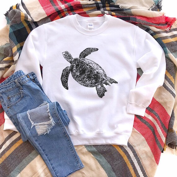 Turtle Sweatshirt Sea Turtle Hoodie Unisex Animal Crewneck | Etsy