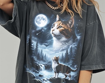Calico Cat Howling to the Moon Shirt, Funny Cat Comfort Colors Halloween Tshirt, Gifts