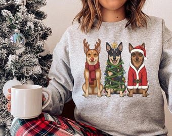 Australian Kelpie Christmas Sweatshirt, Santa Dog mom Shirt, Reindeer Xmas Sweater, Hoodie, Kelpie Lover Gift