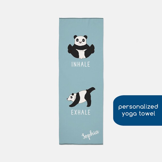 Inhale Exhale Panda Yoga Mat Towel Personalized Panda Bear Etsy