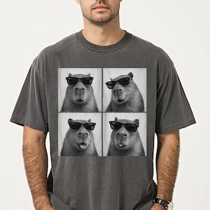 Funny and Cute Comfort Colors shirt for Capybara and Photobooth animal lovers! This Capybara wearing sunglasses in photo booth art tshirt or sweatshirt is a perfect gift for Capybara and Animal Lover.