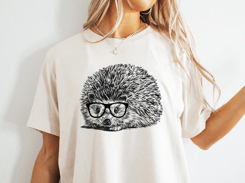 Funny and Cute Nerdy Animal Wearing Glasses shirt for Hedgehog lovers! This Hedgie art tshirt, tank top, kids tee, youth or sweatshirt is a perfect gift for Hedgehog Mom and Animal Lovers.