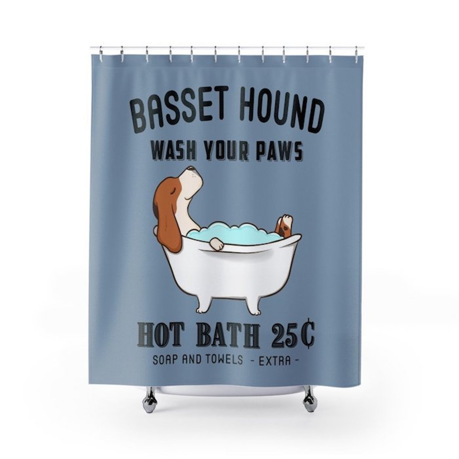 Basset Hound Shower Curtain Dog Shower Curtains Bath Etsy