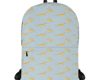Bearded Dragon Backpack, Beardie Laptop Bag, Women's Travel Backpack, Cute Pattern School Bag, College Backpack, Reptile Lizard Gift