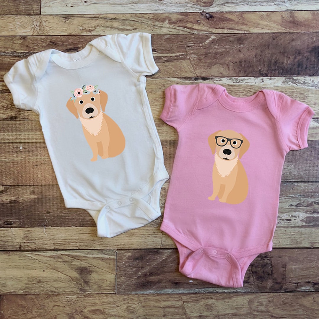 Floral Golden Retriever Baby Bodysuit Nerdy Dog Baby Etsy