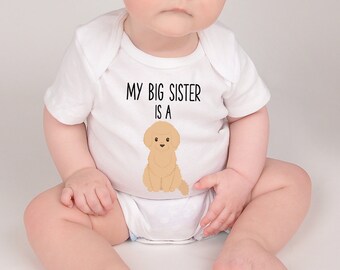 My Big Brother / Sister is a Goldendoodle Baby Bodysuit, LabraDoodle Doodle Dog Baby Boy Girl Long Sleeve Baby Bodysuit, Baby Shower Gift