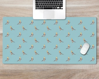 Cockatiel Large Desk Mat, Cockatoo Bird Mousepad, Cute Mouse Pad with Wrist rest or Keyboard Wrist Rest, Parrot Office Desk Decor Gift