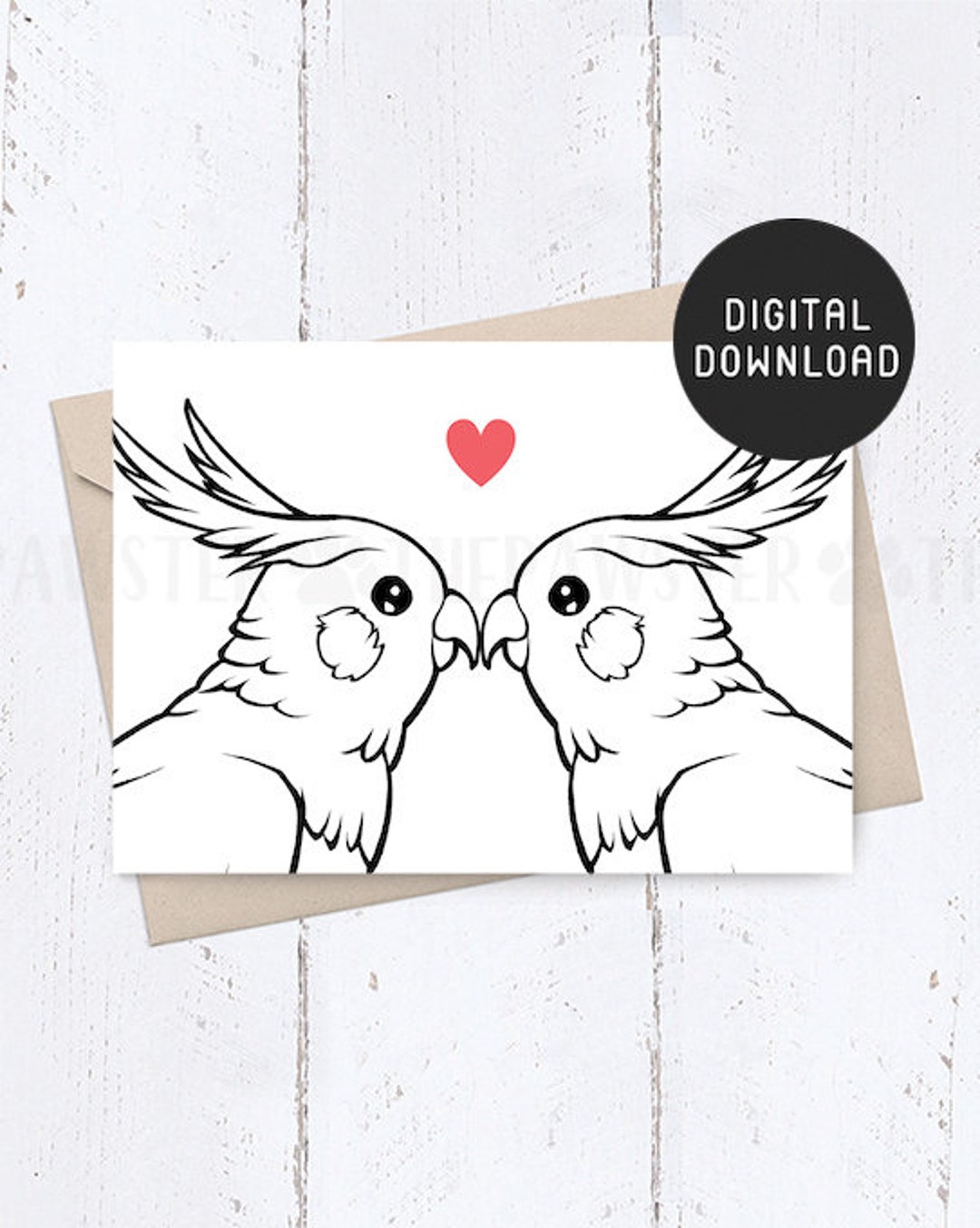 PRINTABLE Happy Valentines Day Card, Cockatiel Mom Love Card for Him ...