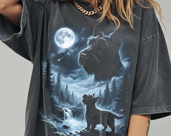 Scottish Terrier Howling to the Moon Shirt, Funny Scottie Dog Comfort Colors Halloween Tshirt, Gifts