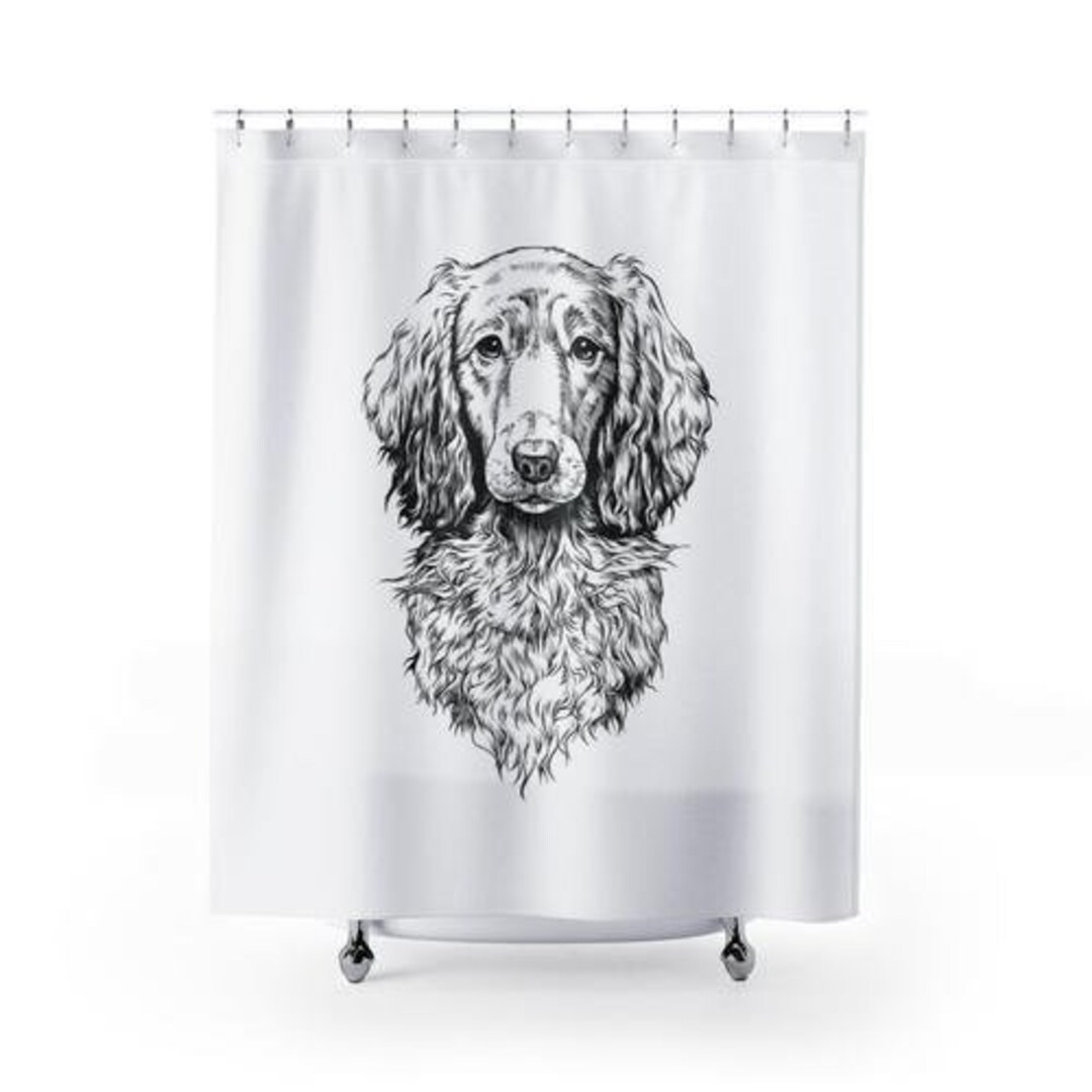 Long Haired Dachshund Shower Curtain, Weenie Dog Shower Curtains Set