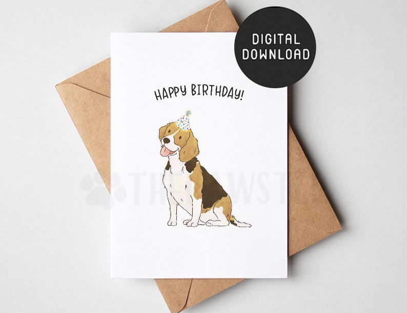PRINTABLE Beagle Birthday Card Happy Birthday Card From Dog - Etsy