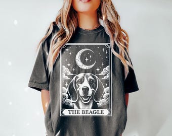 Beagle Shirt, Tarot Card Shirt, Beagle Dog Halloween Moon Shirt, Funny Beagle Lover Gifts, Comfort Colors Shirt, Beagle Mom Gift