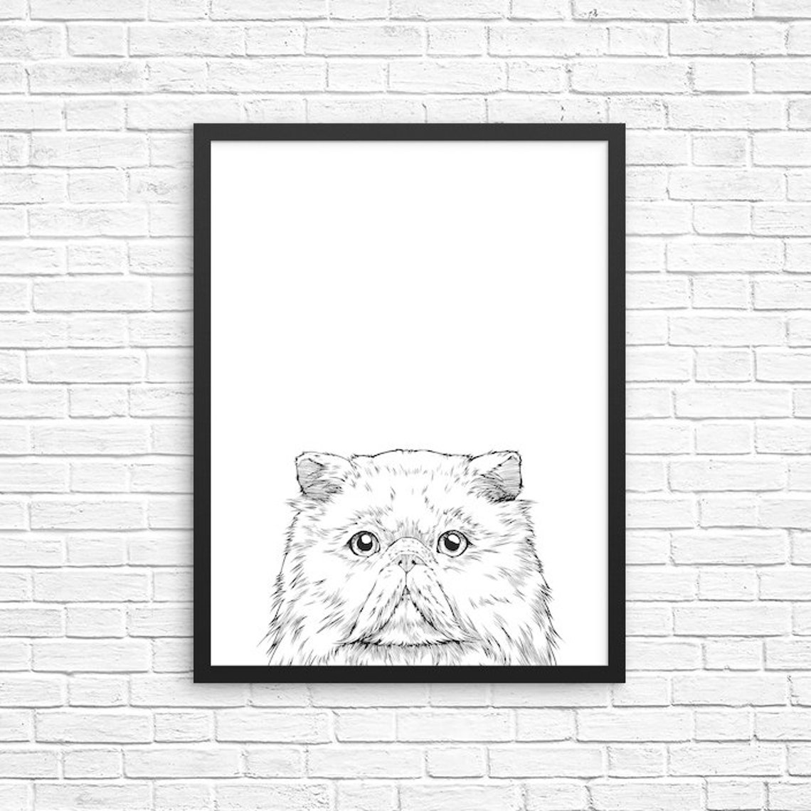 Persian Cat Wall Art Cat Portrait Print Farmhouse Sign Wall Etsy