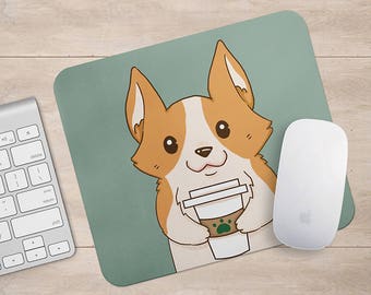 Corgi Drink Coffee / Wine Mousepad, Dog Mouse Pad, Dog Lover Gift Mousepads,Aztec Geometric Funny Laptop Accessories