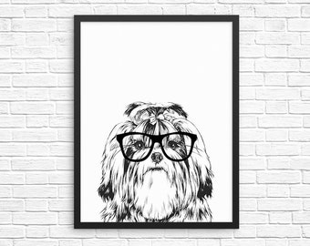 Shih Tzu Wall Art, Shihtzu Print, Dog Home Decor, Dog Prints, Sign, Pet Dog Nursery Decor, Poster, Kids Room Decor for Boy Girl