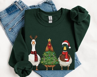 Sweat de Noël Oie, poulet, canard colvert, chemise père Noël animaux de la ferme, pull de Noël fermier, sweat à capuche, cadeaux de la ferme