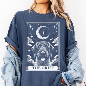 Funny and Cute Comfort Colors shirt for Wirehaired Pointing Griffon and Tarot Card lovers! This Tarot Card The Griff Dog art tshirt or sweatshirt is a perfect gift for Korthals Griffon Mom, Griff Dad and Dog Lover.