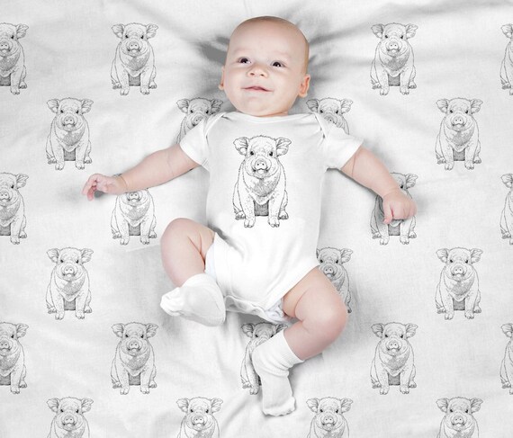 Baby Pig Baby Blanket, Farm Animal Swaddle Blanket Set, Newborn