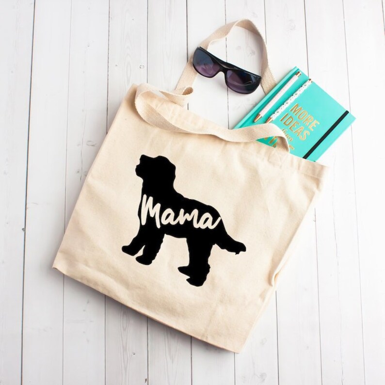 Book Bag Library Tote Bernedoodle Mama Tote Bag Personalized Dog Mom Shopping Bag Doodle Mom Canvas Tote Bag