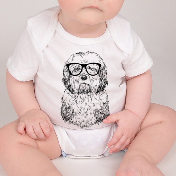 Old English Sheepdog Baby Bodysuit, Hipster Dog Baby Clothes, Baby Boy Outfit, Girl Shirt, Baby Shower Gift, Toddler Kids Tshirt Youth Tee