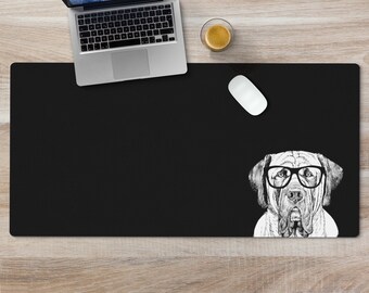 English Mastiff Large Desk Mat, Dog Mom Mousepad, Black Desk Pad, Mouse Pad or Keyboard Wrist Rest, Mastiff Dog Dad Office Desk Decor Gift