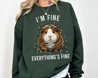 Guinea Pig Christmas Sweatshirt, I'm Fine Everything is Fine Shirt, Sweater, Hoodie, Tshirt, Gifts