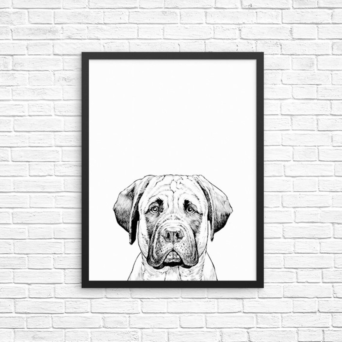 Bullmastiff Wall Art Bull Mastiff Dog Portrait Print Etsy