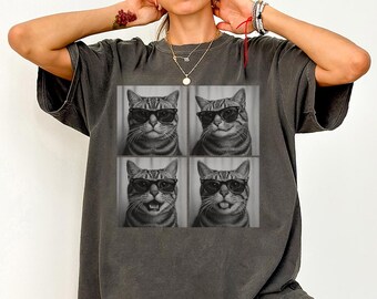 Camiseta de gato American Shorthair, camiseta de gato atigrado para fotomatón, camiseta divertida de colores cómodos para mamás de gatos, regalos para amantes de los gatos American Shorthair