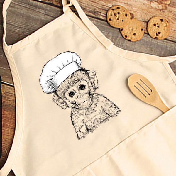 Women Apron With Monkey Etsy
