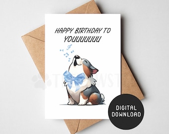 PRINTABLE Dog Birthday Card, Australian Shepherd Happy Birthday Card from Dog, Funny Dog Mom Dad Digital Greeting Card, Aussie Dog Mom Gift