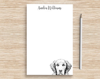 Golden Retriever Notepad, Personalized Dog Notepad, Custom Dog Stationery, Teacher Veterinarian Graduation Gift, Golden Retriever Mom Gifts