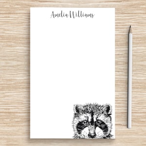 Raccoon Notepad, Personalized Racoon Notepad, Custom Stationery, Teacher Coworker Veterinarian Graduation Gift, Raccoon Lover Gifts