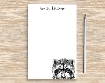 Raccoon Notepad, Personalized Racoon Notepad, Custom Stationery, Teacher Coworker Veterinarian Graduation Gift, Raccoon Lover Gifts
