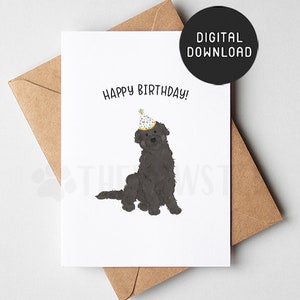PRINTABLE Labradoodle Birthday Card, Happy Birthday Card from dog, Dog Mom Dog Dad Birthday Cards from the dog, Black Doodle mom gift
