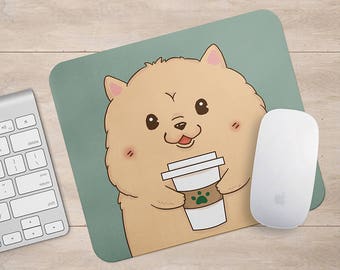 Pomeranian Drink Coffee / Wine Mousepad, Dog Mouse Pad, Dog Lover Gift Mousepads,Aztec Geometric Funny Laptop Accessories