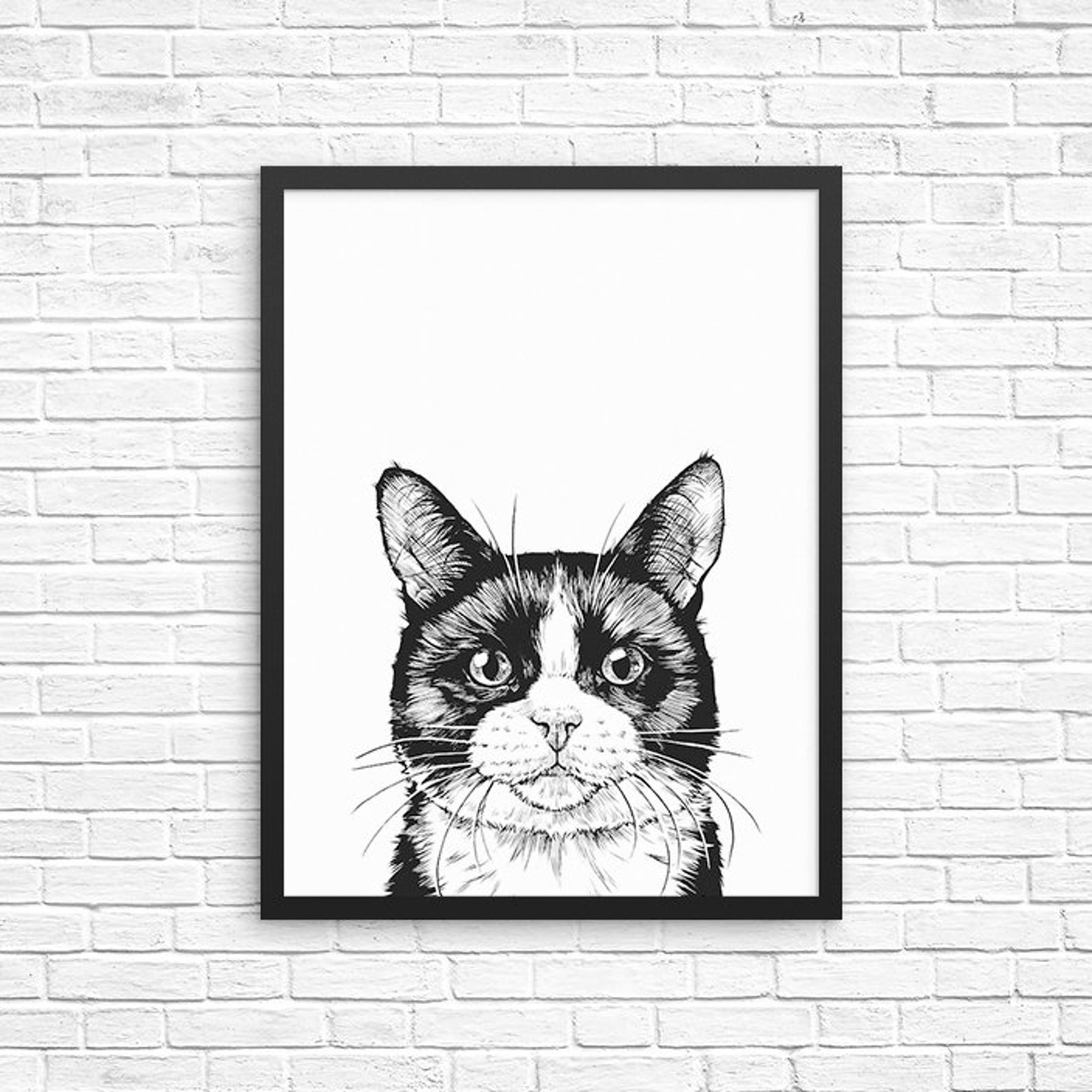 Tuxedo Cat Wall Art Tuxedo Cat Print Cat Home Decor Cat Etsy