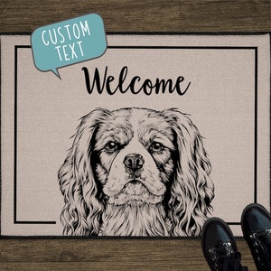 Cavalier King Charles Spaniel Door Mat, Dog Custom Doormat, Personalized Welcome Mat, Large Floor Mat, Realtor Gift for Client, Closing Gift