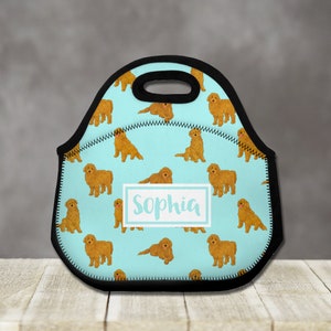 Personalized Lunch Tote, Goldendoodle Custom Lunch Bag, Dog Monogram Name Lunchbag, Lunch Box for Women, Kids, Coworker Gift, Girl Gifts