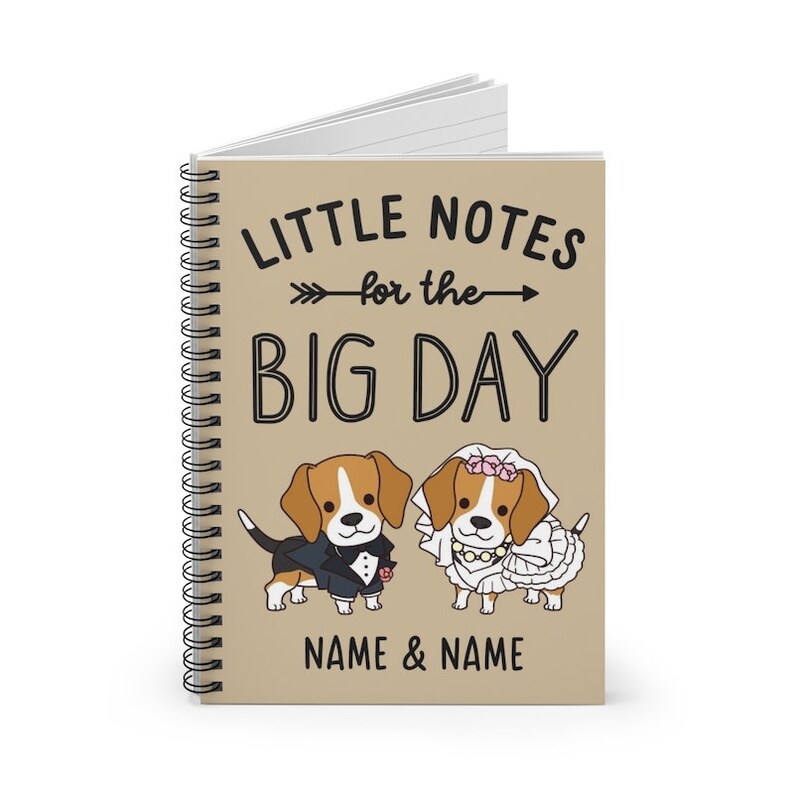 Beagle Notebook Little Notes for the Big Day, Personalized Beagle Wedding Notebook, Dog ...