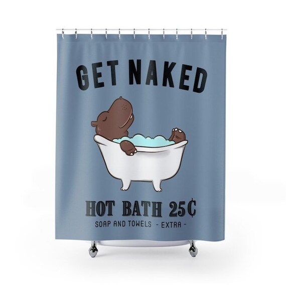 Hippopotamus Shower Curtain Get Naked Shower Curtains Bath Etsy