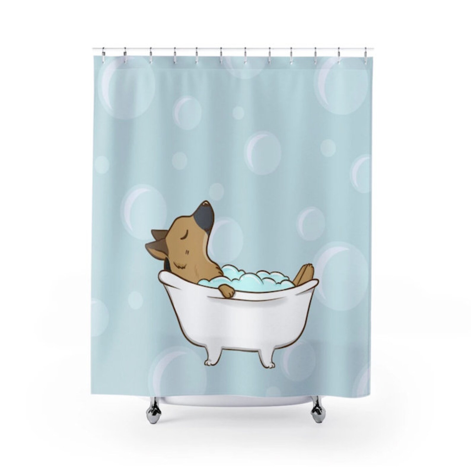 German Shepherd Shower Curtain Dog Shower Curtains Bath Etsy