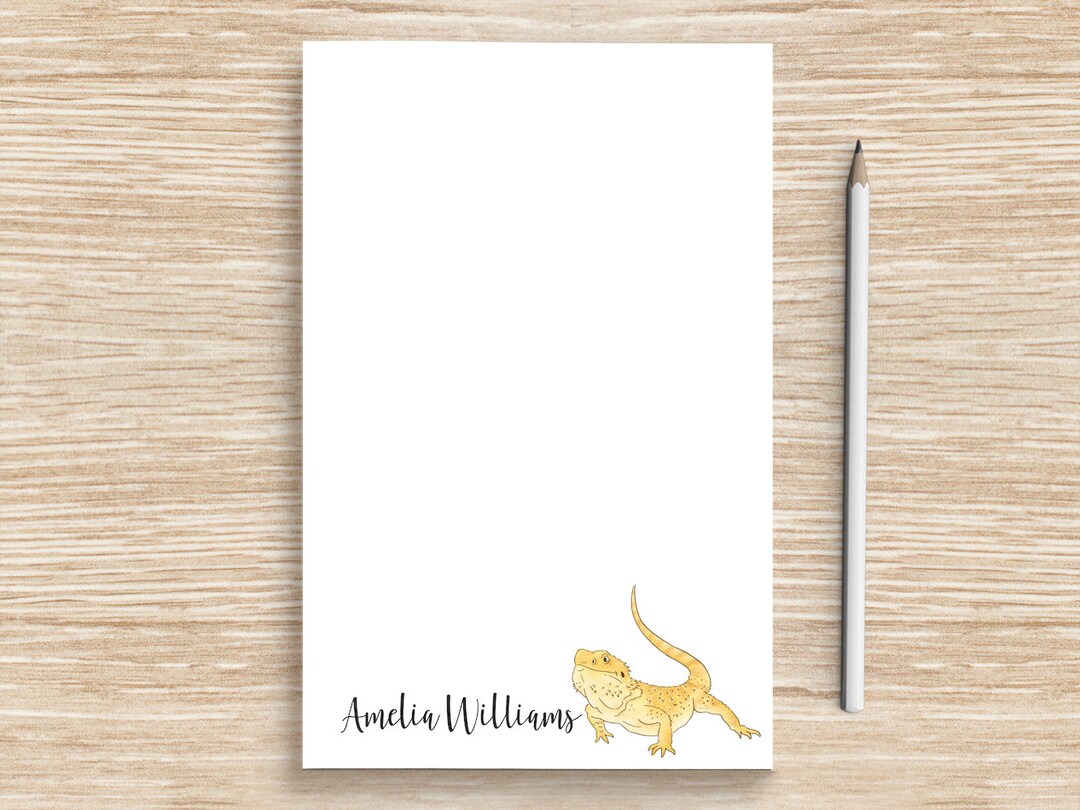 Bearded Dragon Notepad, Personalized Beardie Notepad, Lizard Stationery ...