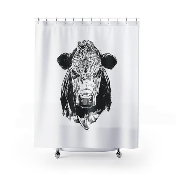 Cow Farmhouse Shower Curtain Farm Animal Curtains Set - Cow Shower Curtain Set