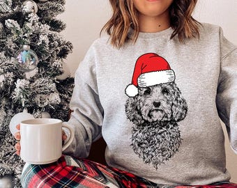 Cockapoo Christmas Sweatshirt, Santa Cockapoo Christmas Shirt, Doodle Dog Mom Christmas Sweater, Cavapoo Lover Christmas Gifts