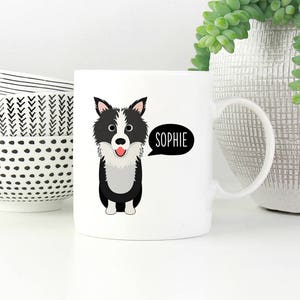 Border Collie Dog Mug, Personalized Name Coffee Mug, Custom Dog Mug, Pet Coffee Mugs, Dog Lover Gift 11oz 15oz Coffee Mug Cup, Glass