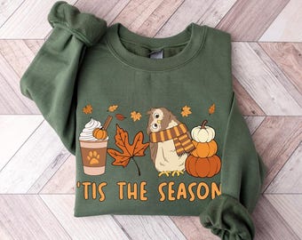 Owl Fall Sweatshirt, Tis The Season Owl Pumpkin Shirt, Fall Animal Sweater, Owl Lover Halloween Gifts