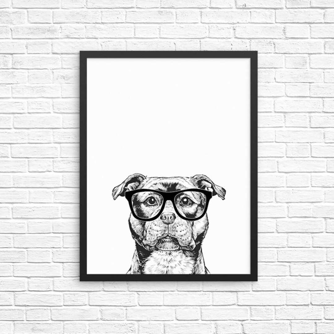 Staffordshire Bull Terrier Wall Art, Stafford Staffy Dog Portrait Print